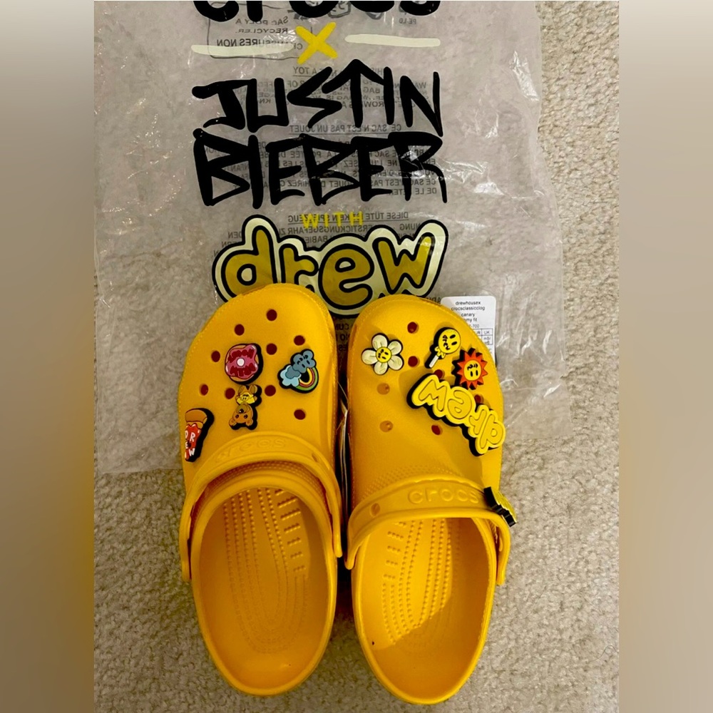 NEW CROCS Justin Bieber "DREW HOUSE" Yellow Size M6 W8 LMTD LIMITED.